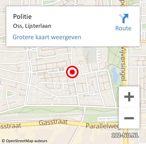 Locatie op kaart van de 112 melding: Politie Oss, Lijsterlaan op 16 april 2020 16:25