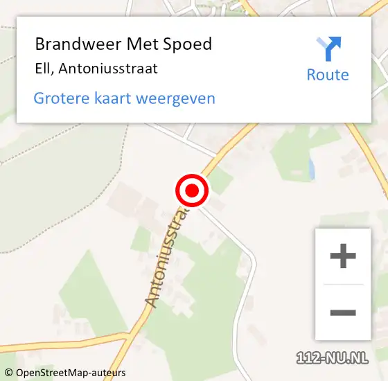 Locatie op kaart van de 112 melding: Brandweer Met Spoed Naar Ell, Antoniusstraat op 16 april 2020 16:35