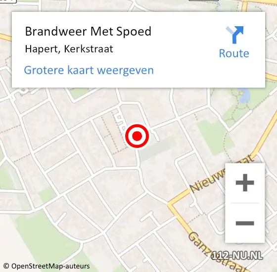 Locatie op kaart van de 112 melding: Brandweer Met Spoed Naar Hapert, Kerkstraat op 16 april 2020 16:50