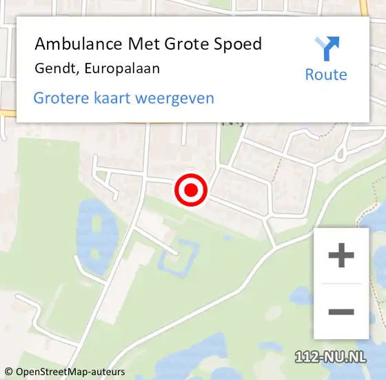 Locatie op kaart van de 112 melding: Ambulance Met Grote Spoed Naar Gendt, Europalaan op 16 april 2020 16:50