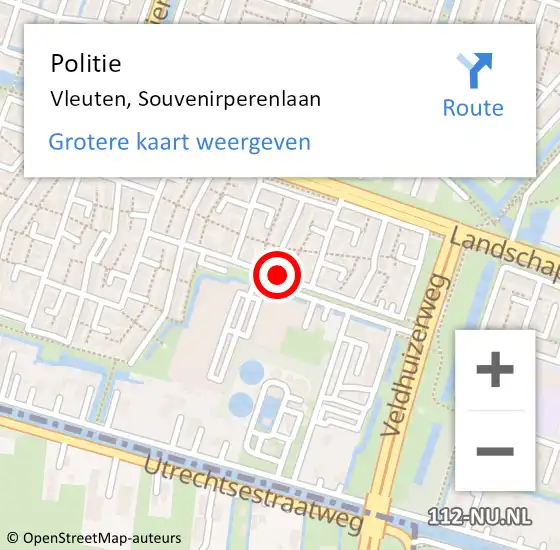 Locatie op kaart van de 112 melding: Politie Vleuten, Souvenirperenlaan op 16 april 2020 17:13