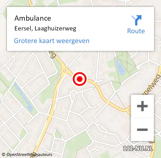 Locatie op kaart van de 112 melding: Ambulance Eersel, Laaghuizerweg op 16 april 2020 17:16