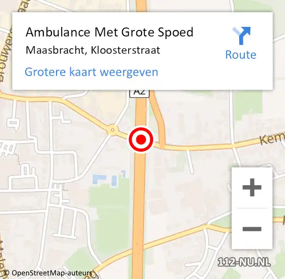 Locatie op kaart van de 112 melding: Ambulance Met Grote Spoed Naar Maasbracht, Kloosterstraat op 16 april 2020 17:27