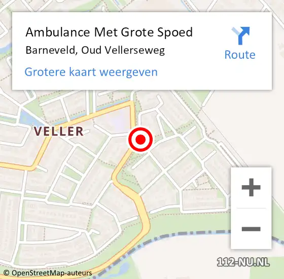 Locatie op kaart van de 112 melding: Ambulance Met Grote Spoed Naar Barneveld, Oud Vellerseweg op 16 april 2020 18:56