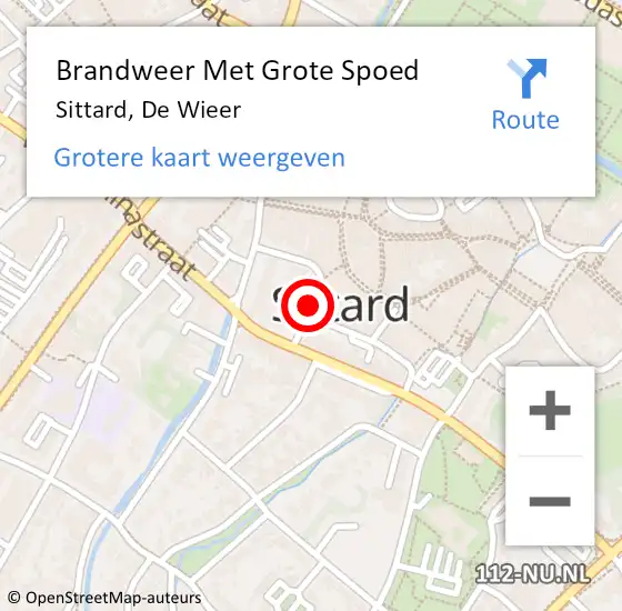 Locatie op kaart van de 112 melding: Brandweer Met Grote Spoed Naar Sittard, De Wieer op 16 april 2020 19:57