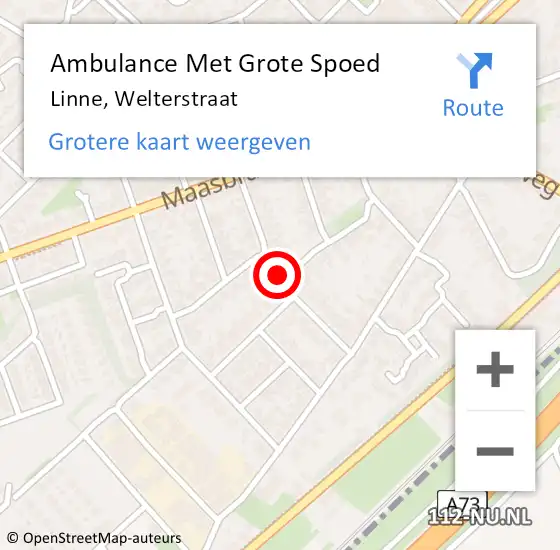 Locatie op kaart van de 112 melding: Ambulance Met Grote Spoed Naar Linne, Welterstraat op 16 april 2020 20:32