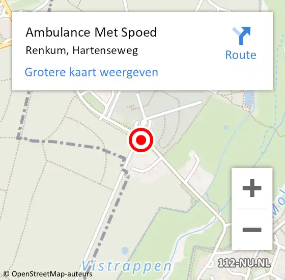 Locatie op kaart van de 112 melding: Ambulance Met Spoed Naar Renkum, Hartenseweg op 16 april 2020 20:34