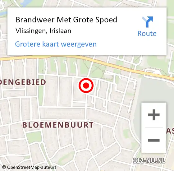 Locatie op kaart van de 112 melding: Brandweer Met Grote Spoed Naar Vlissingen, Irislaan op 16 april 2020 21:25