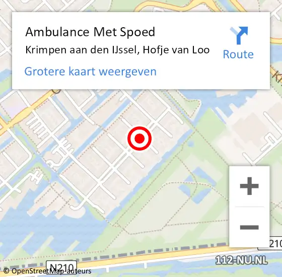 Locatie op kaart van de 112 melding: Ambulance Met Spoed Naar Krimpen aan den IJssel, Hofje van Loo op 16 april 2020 21:26