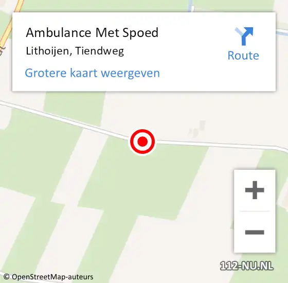 Locatie op kaart van de 112 melding: Ambulance Met Spoed Naar Lithoijen, Tiendweg op 16 april 2020 23:12