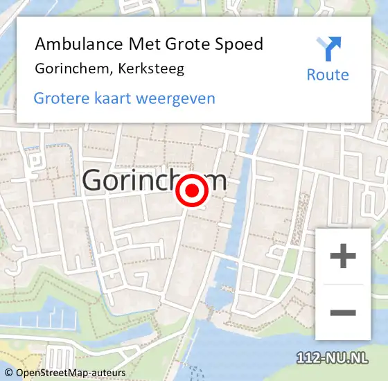 Locatie op kaart van de 112 melding: Ambulance Met Grote Spoed Naar Gorinchem, Kerksteeg op 16 april 2020 23:54