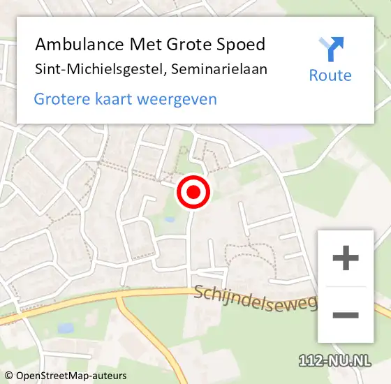 Locatie op kaart van de 112 melding: Ambulance Met Grote Spoed Naar Sint-Michielsgestel, Seminarielaan op 17 april 2020 00:38