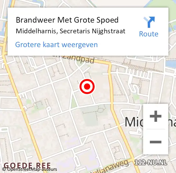 Locatie op kaart van de 112 melding: Brandweer Met Grote Spoed Naar Middelharnis, Secretaris Nijghstraat op 17 april 2020 02:30