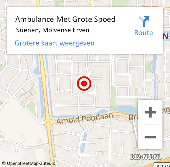 Locatie op kaart van de 112 melding: Ambulance Met Grote Spoed Naar Nuenen, Molvense Erven op 17 april 2020 02:34