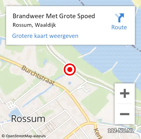 Locatie op kaart van de 112 melding: Brandweer Met Grote Spoed Naar Rossum, Waaldijk op 17 april 2020 05:04