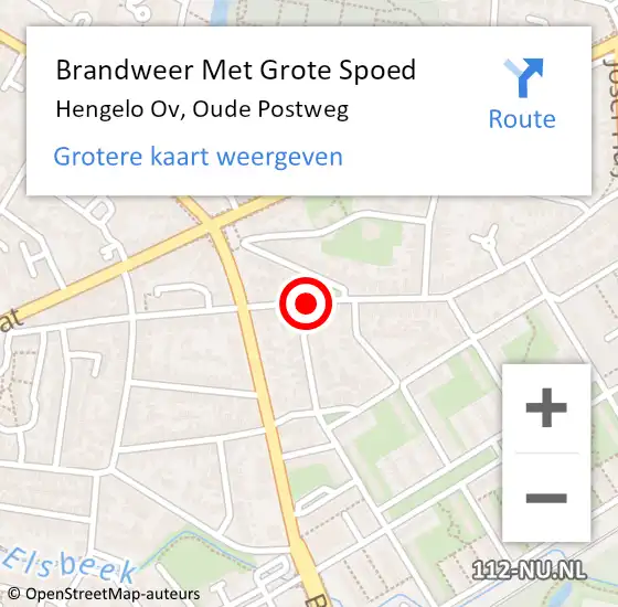 Locatie op kaart van de 112 melding: Brandweer Met Grote Spoed Naar Hengelo Ov, Oude Postweg op 17 april 2020 06:30