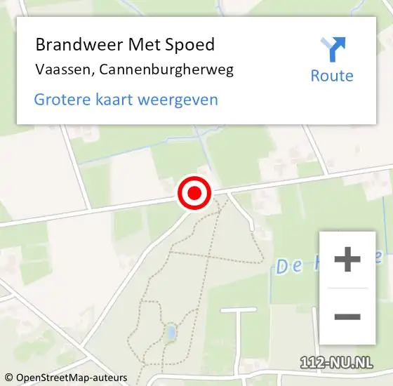 Locatie op kaart van de 112 melding: Brandweer Met Spoed Naar Vaassen, Cannenburgherweg op 17 april 2020 09:17