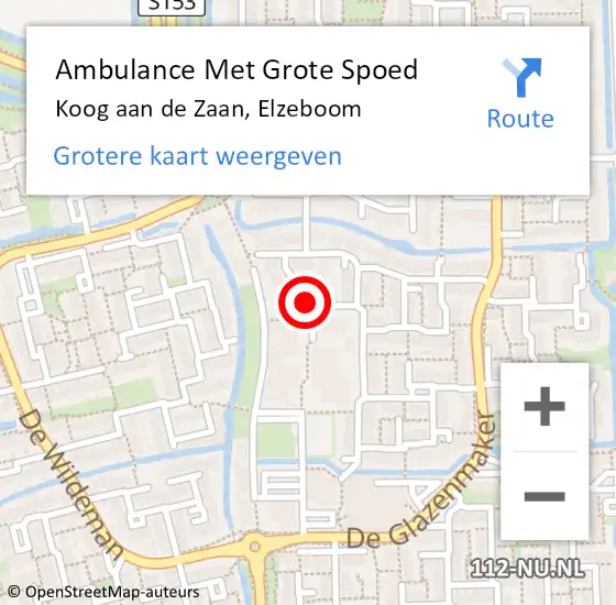 Locatie op kaart van de 112 melding: Ambulance Met Grote Spoed Naar Koog aan de Zaan, Elzeboom op 17 april 2020 10:19