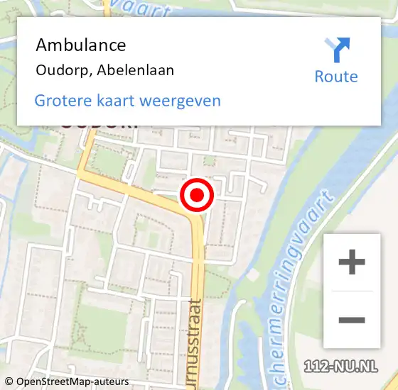 Locatie op kaart van de 112 melding: Ambulance Oudorp, Abelenlaan op 17 april 2020 10:23