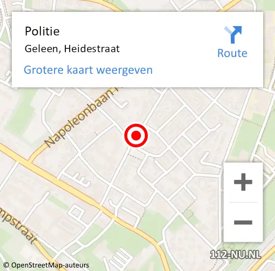 Locatie op kaart van de 112 melding: Politie Geleen, Heidestraat op 17 april 2020 11:17