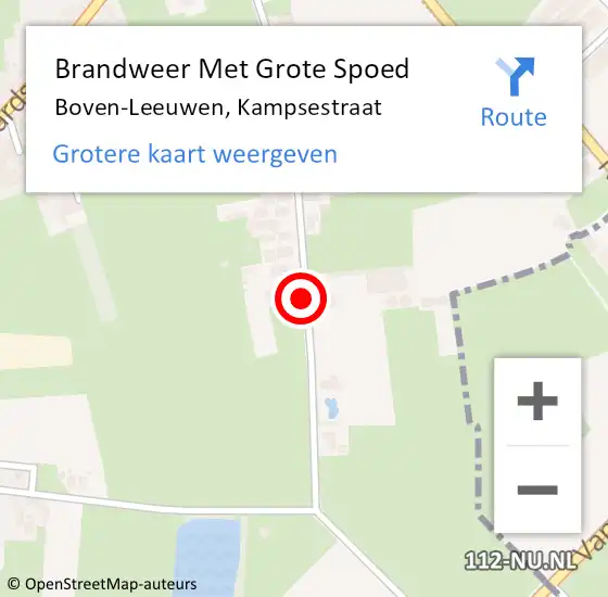 Locatie op kaart van de 112 melding: Brandweer Met Grote Spoed Naar Boven-Leeuwen, Kampsestraat op 17 april 2020 11:59