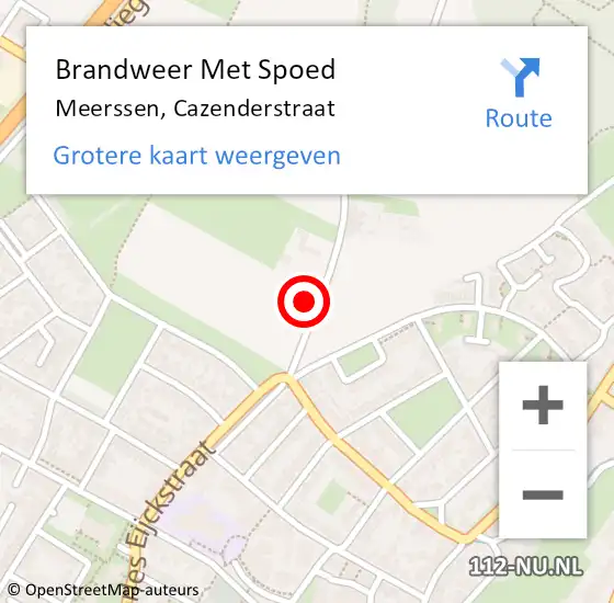 Locatie op kaart van de 112 melding: Brandweer Met Spoed Naar Meerssen, Cazenderstraat op 17 april 2020 12:19