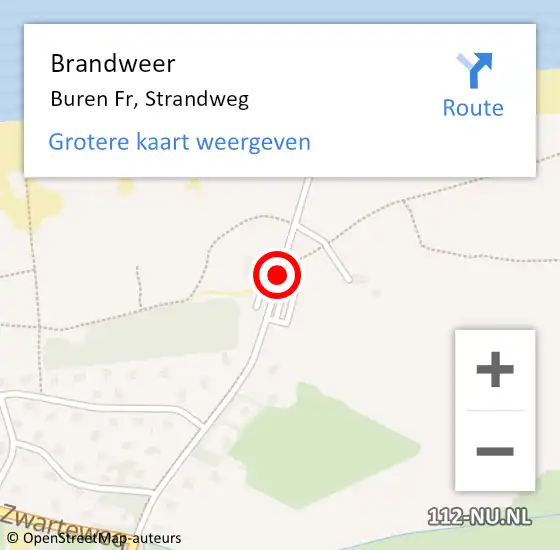 Locatie op kaart van de 112 melding: Brandweer Buren Fr, Strandweg op 4 mei 2014 09:47