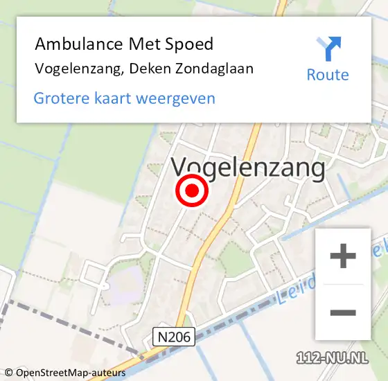 Locatie op kaart van de 112 melding: Ambulance Met Spoed Naar Vogelenzang, Deken Zondaglaan op 17 april 2020 12:51