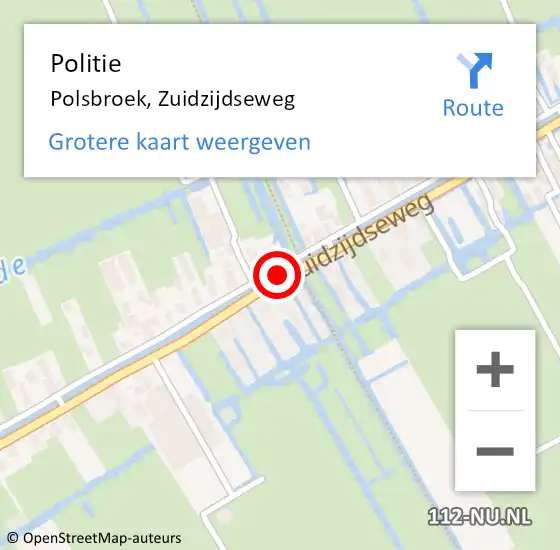 Locatie op kaart van de 112 melding: Politie Polsbroek, Zuidzijdseweg op 17 april 2020 13:25