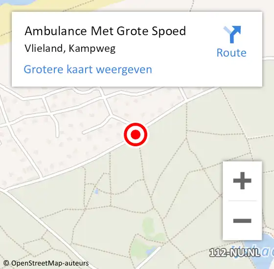 Locatie op kaart van de 112 melding: Ambulance Met Grote Spoed Naar Vlieland, Kampweg op 8 september 2013 01:34