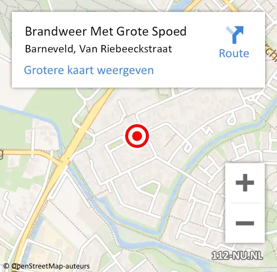 Locatie op kaart van de 112 melding: Brandweer Met Grote Spoed Naar Barneveld, Van Riebeeckstraat op 17 april 2020 13:49