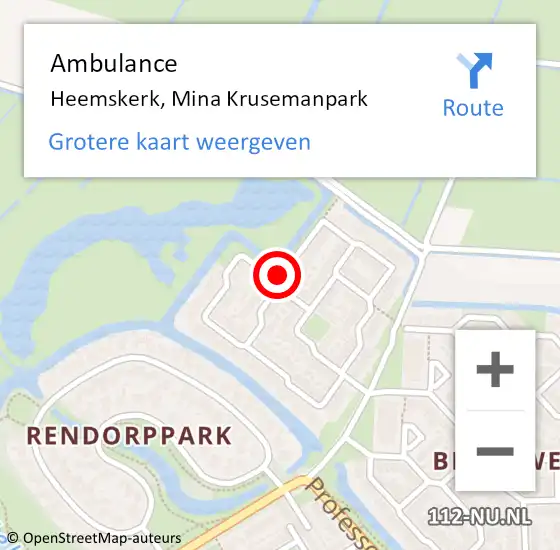 Locatie op kaart van de 112 melding: Ambulance Heemskerk, Mina Krusemanpark op 17 april 2020 15:39