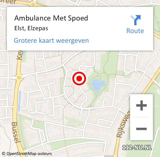 Locatie op kaart van de 112 melding: Ambulance Met Spoed Naar Elst, Elzepas op 17 april 2020 15:44