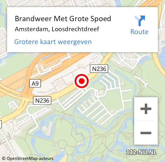 Locatie op kaart van de 112 melding: Brandweer Met Grote Spoed Naar Amsterdam, Loosdrechtdreef op 17 april 2020 15:46