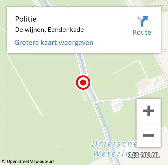 Locatie op kaart van de 112 melding: Politie Delwijnen, Eendenkade op 17 april 2020 16:02