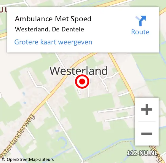 Locatie op kaart van de 112 melding: Ambulance Met Spoed Naar Westerland, De Dentele op 17 april 2020 16:21