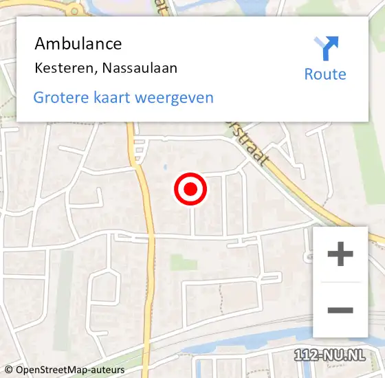 Locatie op kaart van de 112 melding: Ambulance Kesteren, Nassaulaan op 17 april 2020 16:50