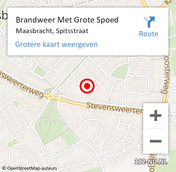 Locatie op kaart van de 112 melding: Brandweer Met Grote Spoed Naar Maasbracht, Spitsstraat op 17 april 2020 18:02