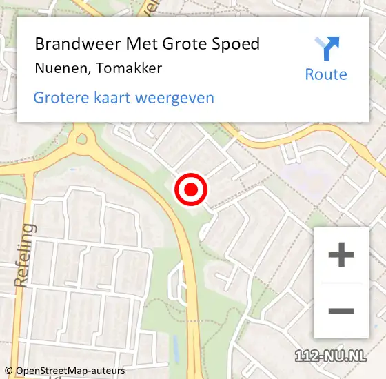 Locatie op kaart van de 112 melding: Brandweer Met Grote Spoed Naar Nuenen, Tomakker op 17 april 2020 18:08