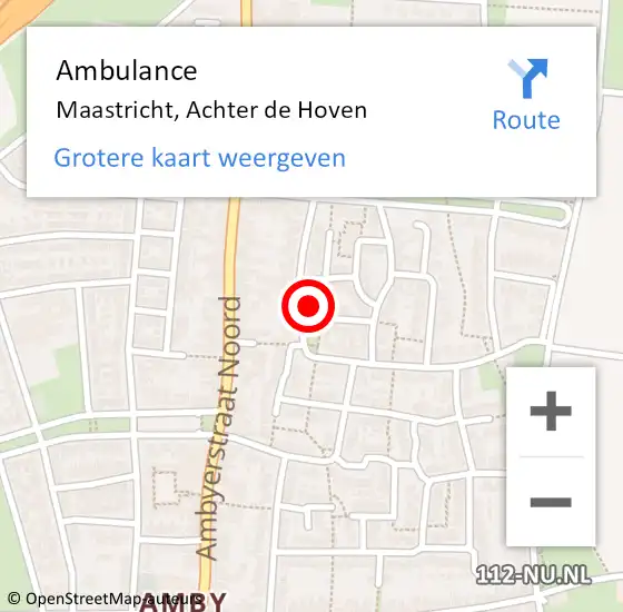 Locatie op kaart van de 112 melding: Ambulance Maastricht, Achter de Hoven op 4 mei 2014 10:32