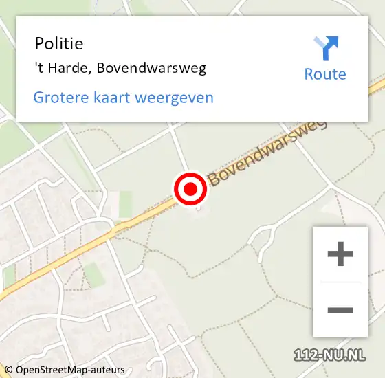Locatie op kaart van de 112 melding: Politie 't Harde, Bovendwarsweg op 17 april 2020 18:53