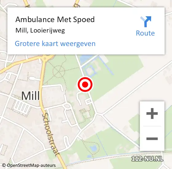 Locatie op kaart van de 112 melding: Ambulance Met Spoed Naar Mill, Looierijweg op 17 april 2020 20:30