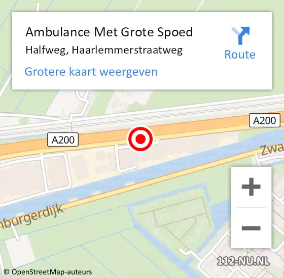 Locatie op kaart van de 112 melding: Ambulance Met Grote Spoed Naar Halfweg, Haarlemmerstraatweg op 17 april 2020 20:53
