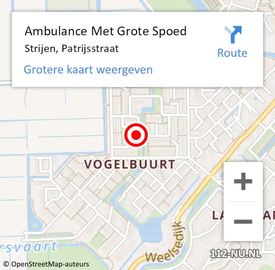 Locatie op kaart van de 112 melding: Ambulance Met Grote Spoed Naar Strijen, Patrijsstraat op 17 april 2020 21:19