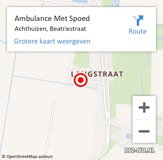 Locatie op kaart van de 112 melding: Ambulance Met Spoed Naar Achthuizen, Beatrixstraat op 17 april 2020 21:32