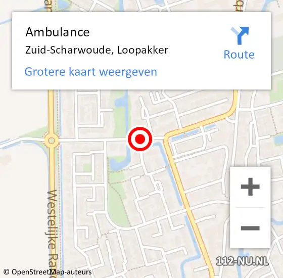 Locatie op kaart van de 112 melding: Ambulance Zuid-Scharwoude, Loopakker op 17 april 2020 21:39