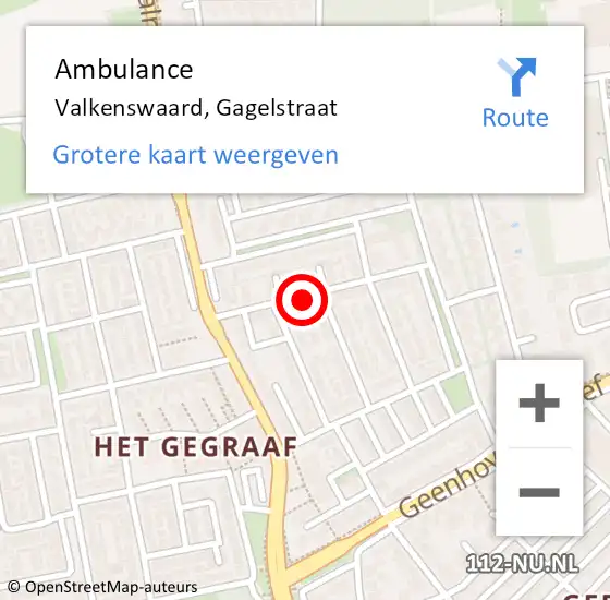 Locatie op kaart van de 112 melding: Ambulance Valkenswaard, Gagelstraat op 17 april 2020 21:45