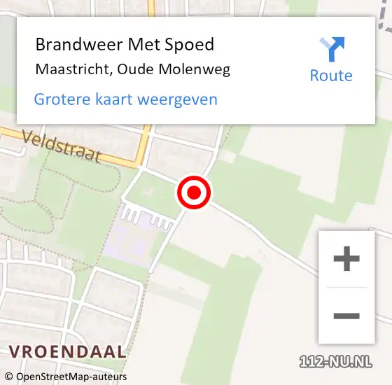 Locatie op kaart van de 112 melding: Brandweer Met Spoed Naar Maastricht, Oude Molenweg op 17 april 2020 22:53