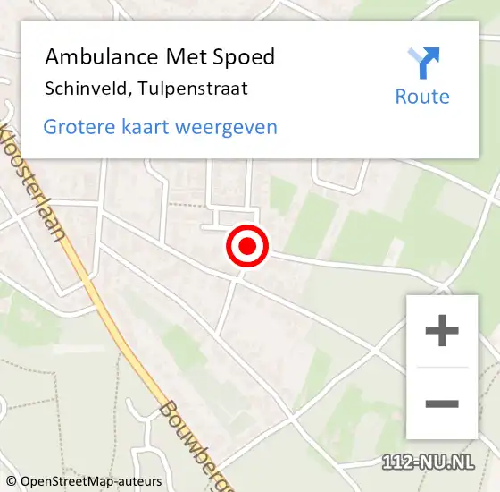 Locatie op kaart van de 112 melding: Ambulance Met Spoed Naar Schinveld, Tulpenstraat op 4 mei 2014 10:59