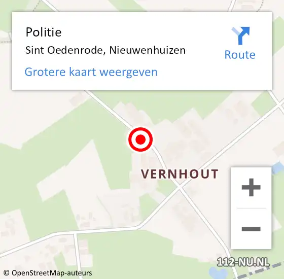 Locatie op kaart van de 112 melding: Politie Sint Oedenrode, Nieuwenhuizen op 18 april 2020 01:47